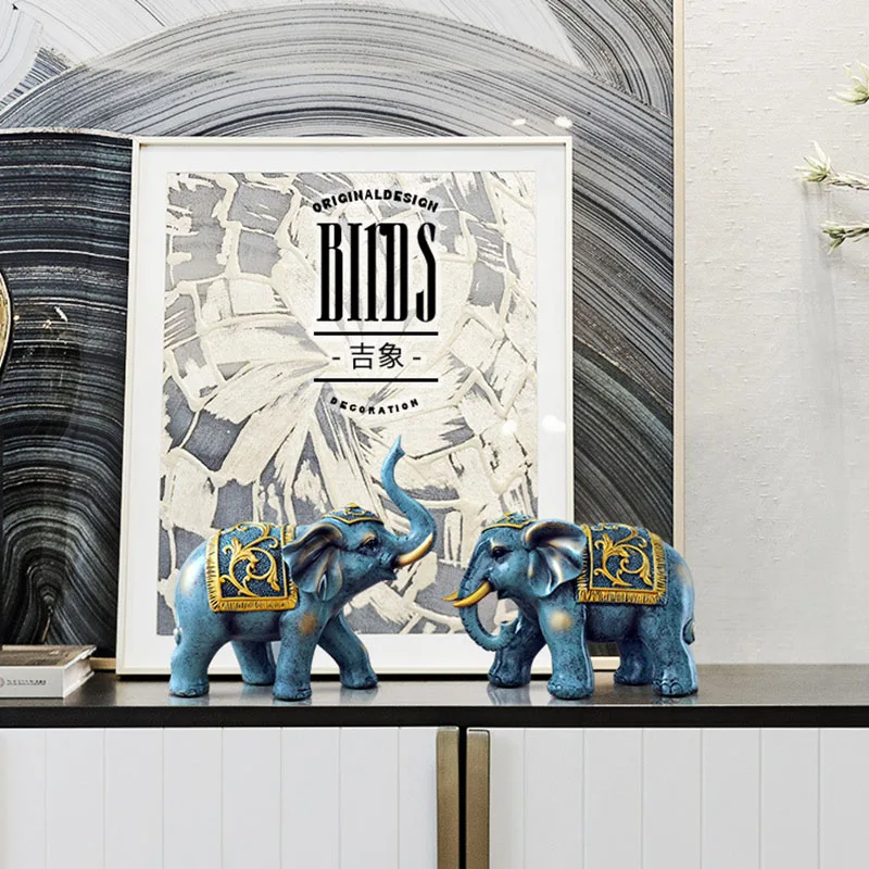 Elephant Craft Figurines Miniatures Modern Luxury Art Gifts Figurines Miniatures Living Room Decoratie Home Improvement