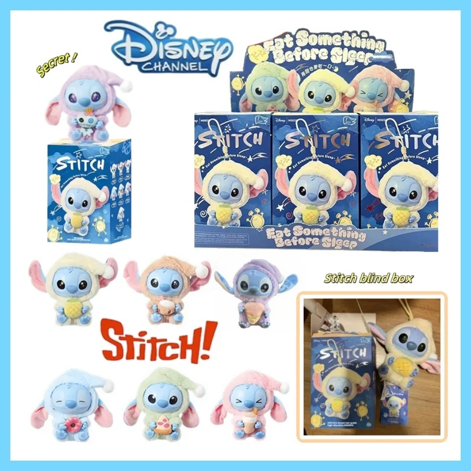 @Disney New Stitch Eat Some Thing Before Sleep Series Виниловая слепая коробка Сумка Подвеска Милая плюшевая кукла Mystery Box Игрушка-сюрприз Подарки