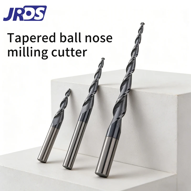 

JRDS Твердосплавная концевая фреза из вольфрама 4 мм 6 мм 8 мм Конические концевые фрезы с шариковым носом Фрезы с ЧПУ Конус Фреза по дереву и металлу