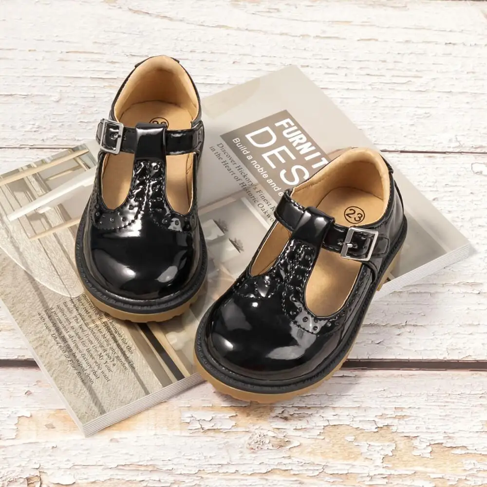 New Fashion Girl Kids Leather Shoes Oxfords Flats Anti-slip Children\'s Casual Shoes Classic Versatile Princess Shoes