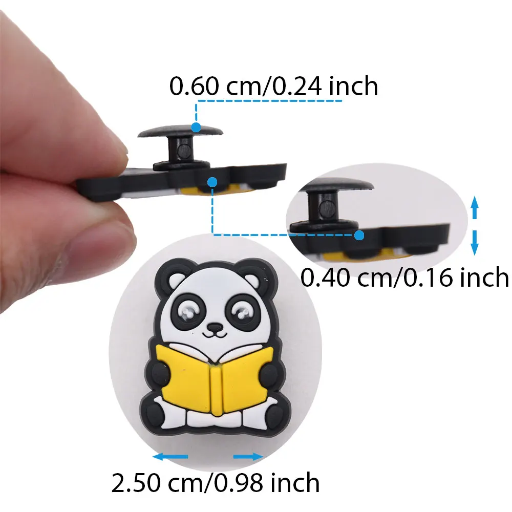 1-18PCS Cartoon Animal Panda Bamboo PVC Shoe Charms Buckle Clog Sandals Decoration Garden Shoes Button Accessories Children Gift