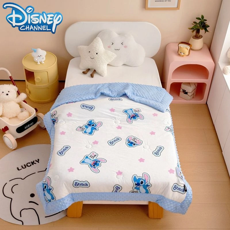 Disney Stitch Thin Quilt Kawaii Anime Cartoon Printed Embroidery Accessories Summer Cool Quilt Men's and Women's Home Baby Gifts