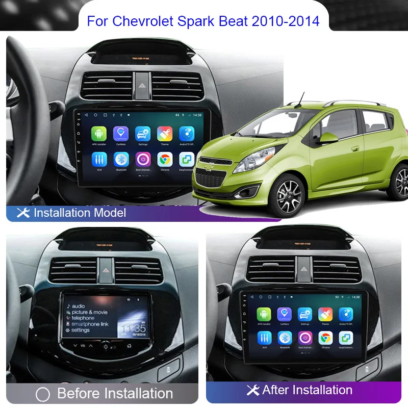 8+256 Android 12 Car Radio For Chevrolet Spark Beat Matiz Creative 2010 - 2014 Multimedia Carplay 4G Wifi DVD 2DIN GPS Autoradio