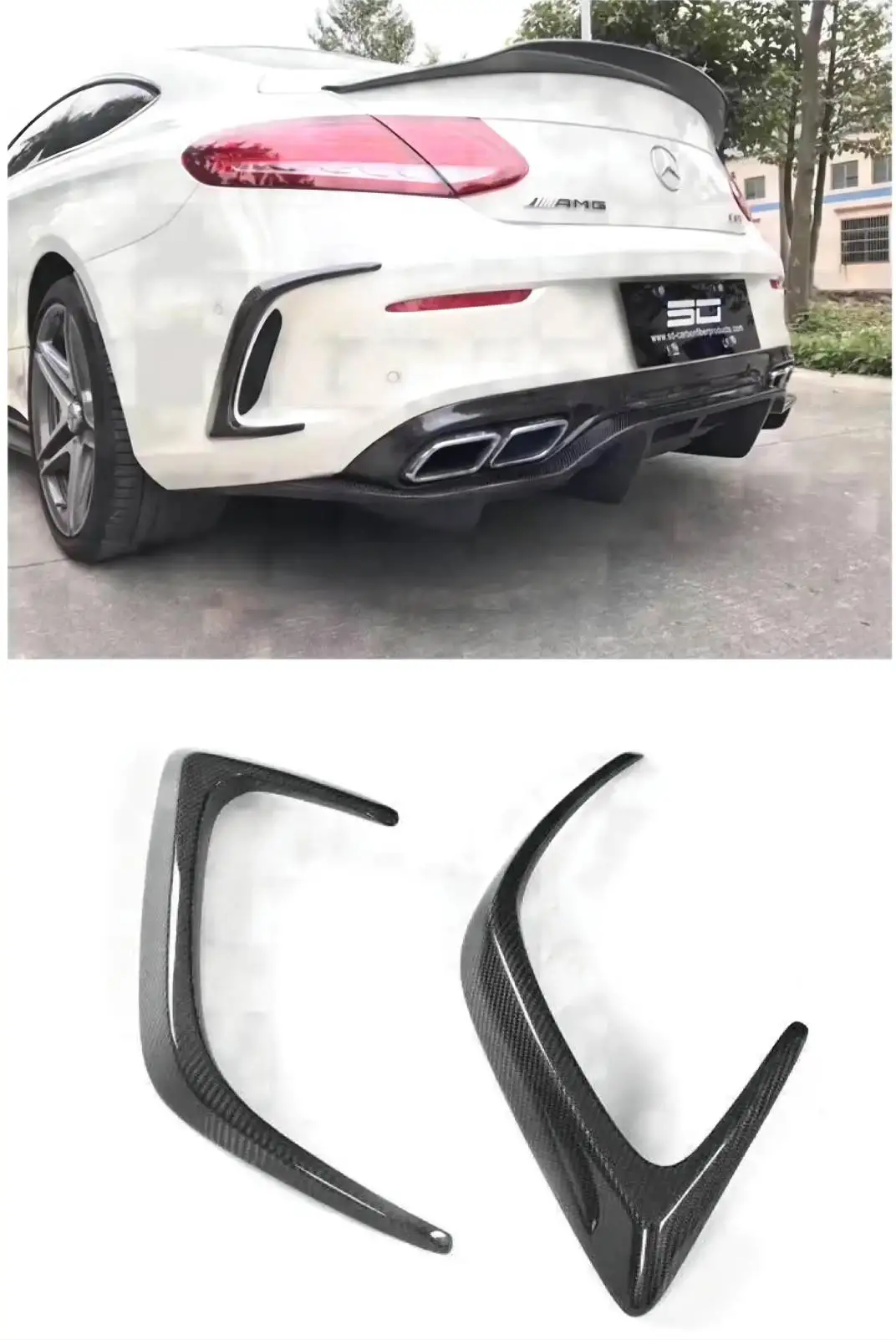 

W205 C63 Carbon Fiber Rear Bumper Side Splitter Canards Apron for Benz C Class W205 C63 AMG C200 C260 C300 Coupe 2015 2016 2017