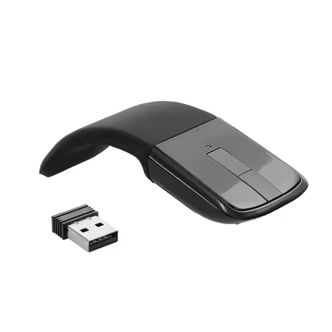 2.4G Wireless Mouse with USB Arc Mouse with Touch Function Folding Optical Mice with USB Receiver Bending Mouse for PC Laptop