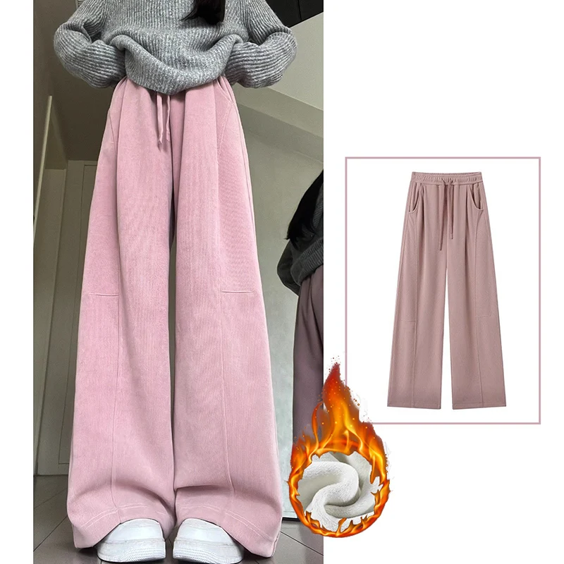 Hot Sale Winter Classic Lady Thin Fleece Pants Girls High Waist Snow Warm Plush Trousers Women Fashion Thermal Sweatpants