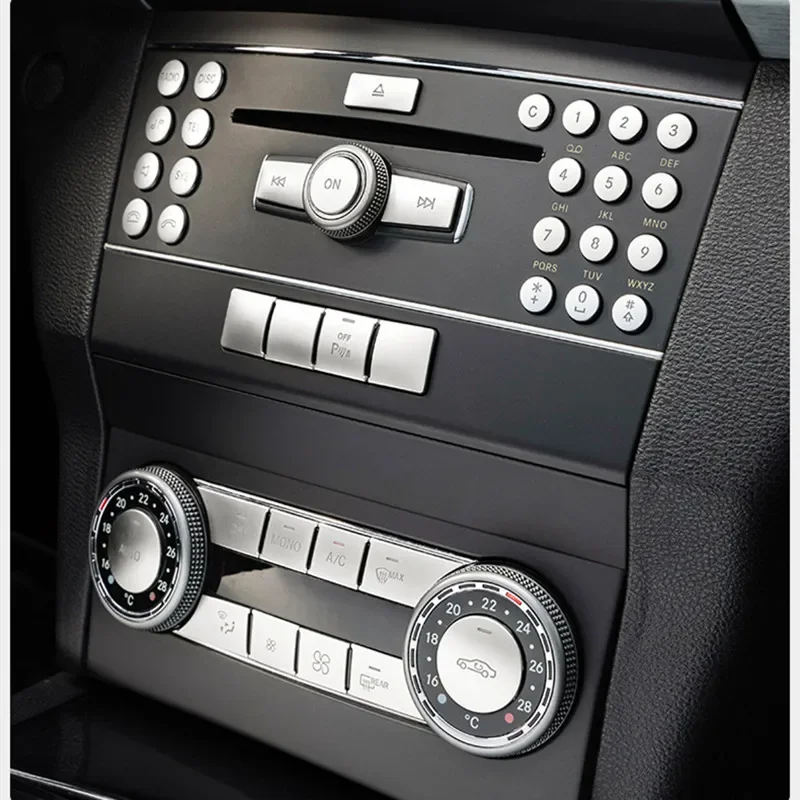 Center Console CD Air Conditioner Buttons Stickers Trim For Mercedes Benz C Class W204 GLK X204 Car Styling Interior Accessories