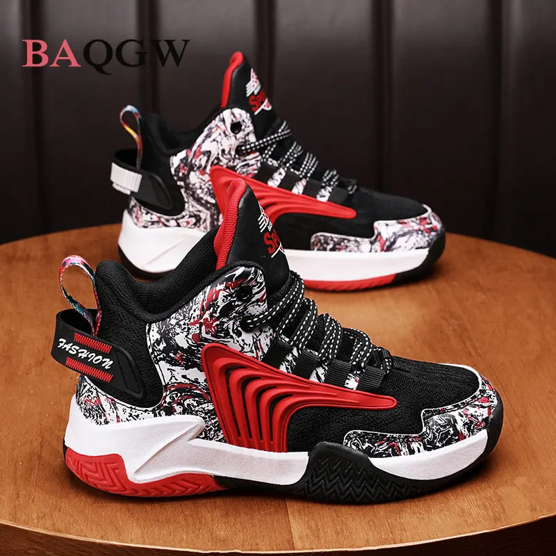 Children Winter Thick Shoes Boys Keep Warm High-Top Leather Casual Shoes Fashion Soft Outdoor Basketball Running Shoe Size 32-38