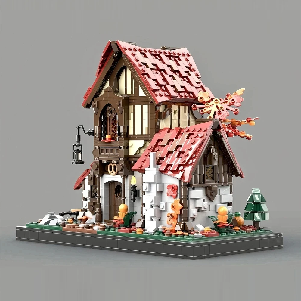 

2005PCS MOC medieval architecture town bakery model DIY assembly modular building block toys children's birthday gift