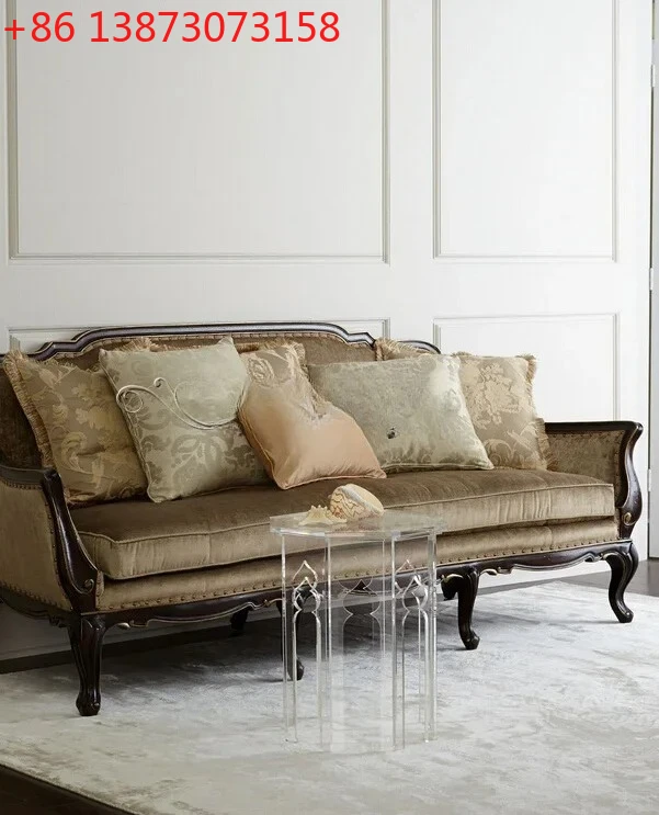 

Solid wood double triple sofa American simple retro clubhouse reception sofa French sand9344