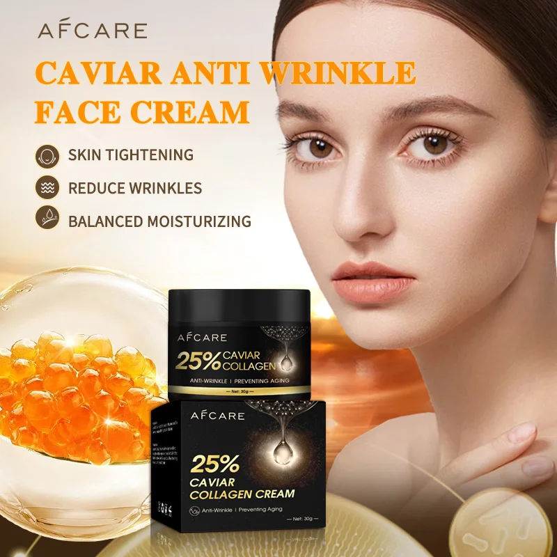 

Caviar Collagen Anti Wrinkle Face Cream 30g With Eye Mask Hyaluronic Acid Hydrating Reduce Fine Lines Skincare Products