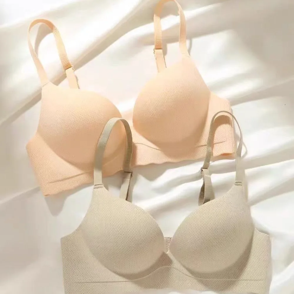 

Japanese Simple Solid Gathering Seamless Bras Women's Small Chest Support Breathable Thin Bra Soft Comfortable Daily Brassier