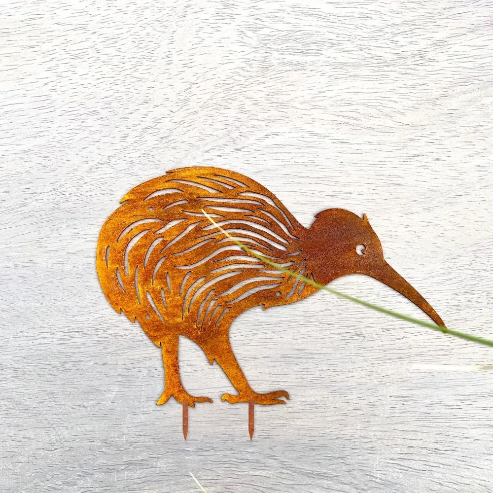 Panneau de jardin en métal rouillé motif oiseau rustique - Décoration extérieure symbole national, Art de jardin sur le thème des animaux rustiques