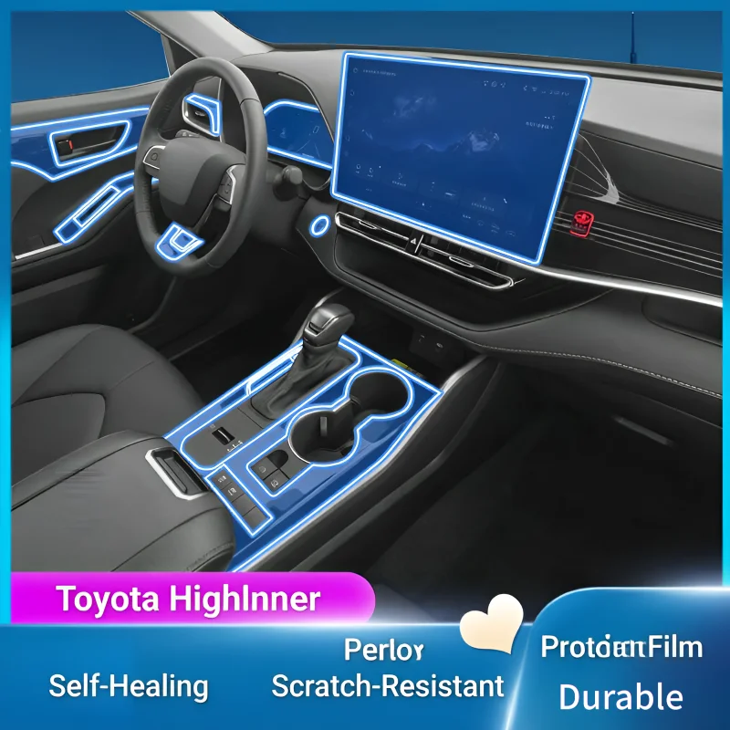 For 26 models of Toyota Highlander interior protection film, center console gear shift film, steering wheel protection film