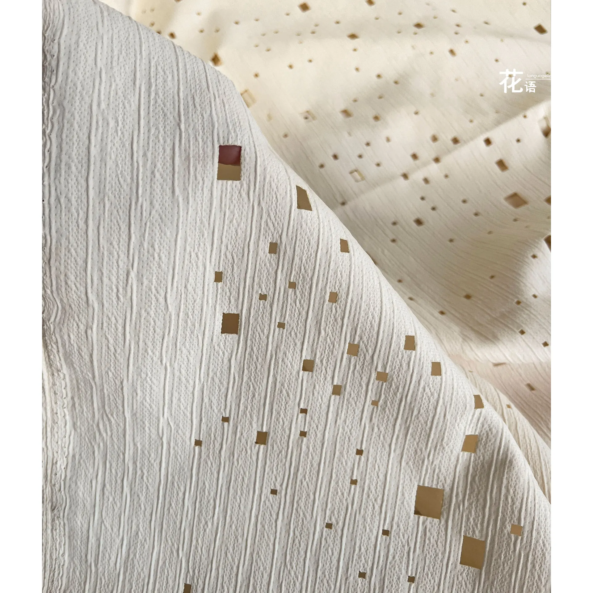 Vertical Relief Laser Hole Creative Hollow Texture Cloth Translucent Plaid Jacket DIY Clothing Designer Fabric