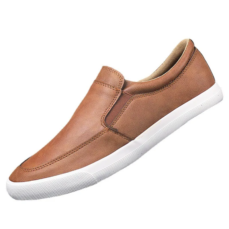 Fashion New Leather Slip-on Men\'s Sneakers Designer Soft Sole Lightweight Board Shoes for Men Casual Luxury Zapatos De Hombre