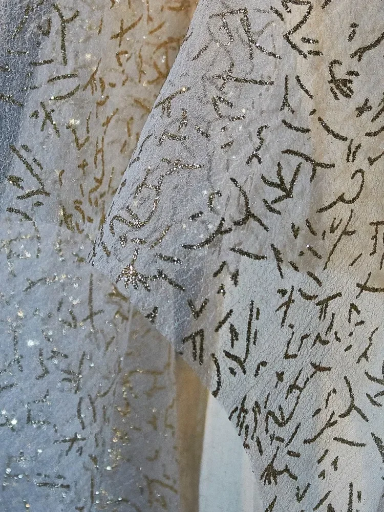 

Bronzing Gauze Sequin Fabric Wedding Dress for Women Diy Mesh Thin Designer Fabric for Sewing Mateial Cloth Diy Per Meters