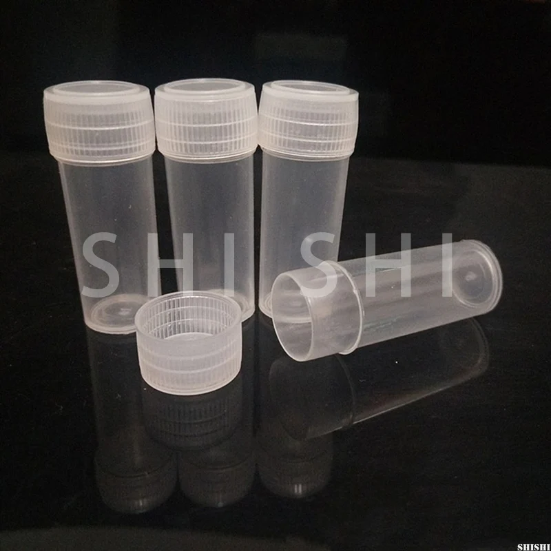 

300 Pcs 5ml Plastic Bottle Small Barrel Vials Medicine Pill Liquid Powder Capsule Storage Container Packing Bottle Sample Jar 5g