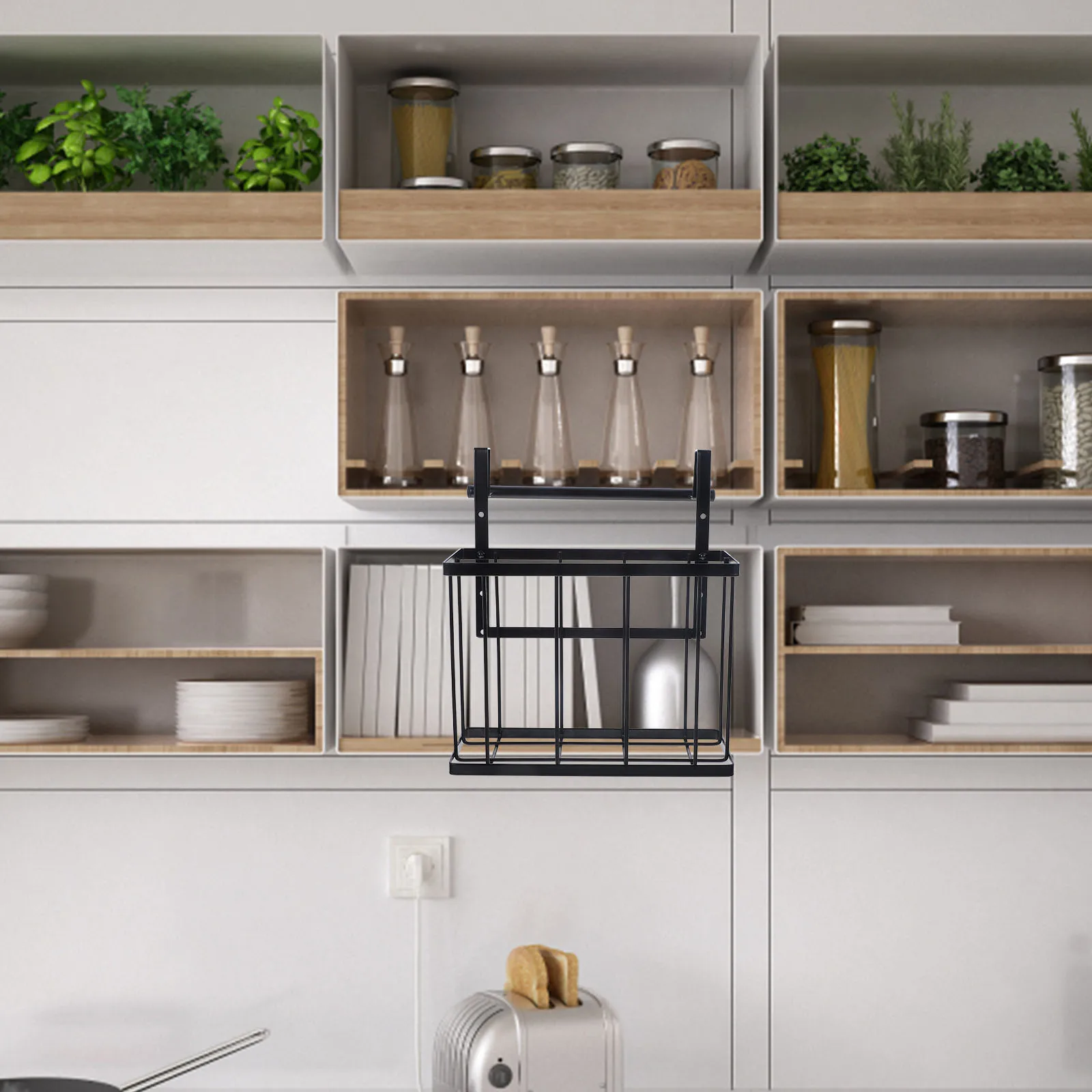 

Wall-Mounted Vegetable Storage Basket Metal Hanging Kitchen Organizer No Drill Needed Steel Wire Rack For Spices Sundries