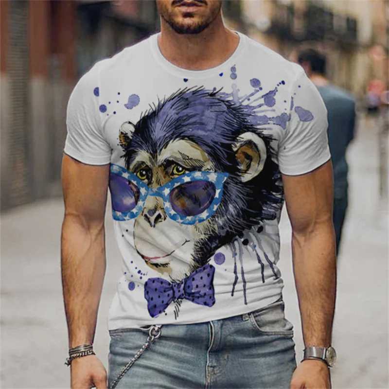 

New 2024 Hot 3D Digital Print Animal 4 Pattern Outdoor Fitness Sport Men's short sleeve T-shirt new design plus size XXS-6XL