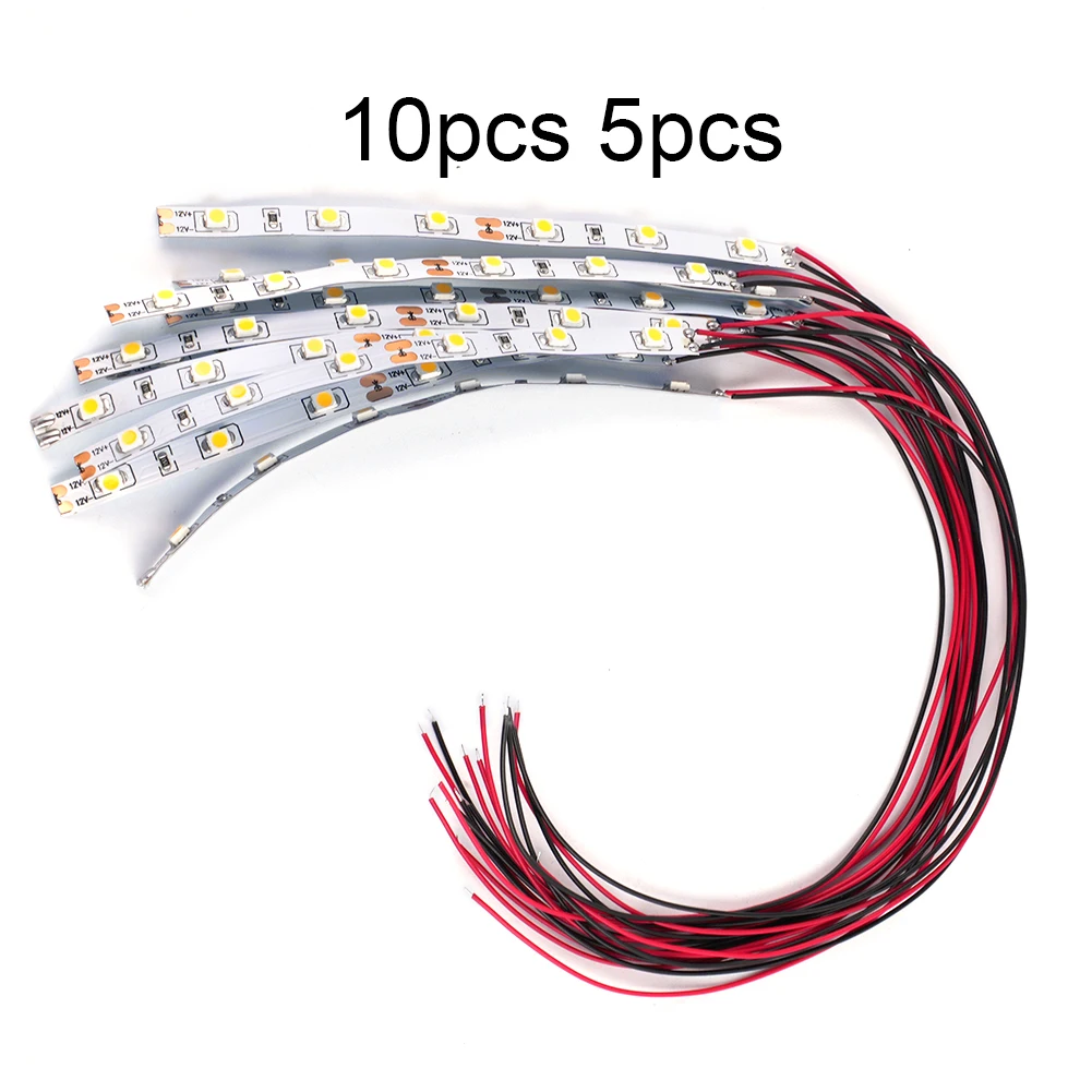 10pcs Pre Wired White Strip 6 Led for smd LED Light Self-adhesive Flexible 12V~18V Perfect For Railway & Building Layout