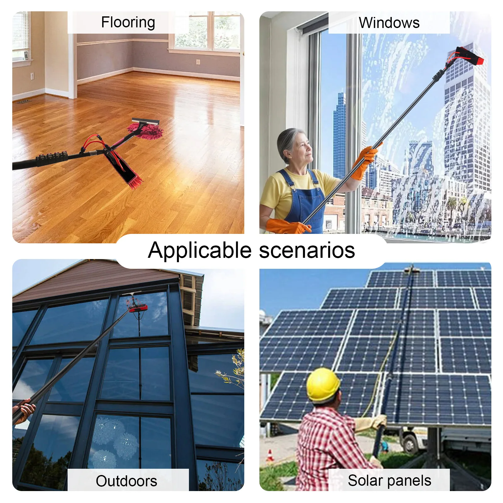 

Набор для чистки солнечных панелей из 11 предметов: регулируемый скребок для стекла, щетка для чистки солнечных панелей и скребок из нержавеющей стали