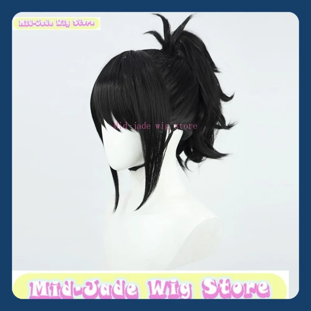 منتصف اليشم شعر مستعار مخزن بالمنشار رجل Michiko Tendo شعر مستعار تأثيري أنيمي لعبة لعب الأدوار هالوين زي حفلة الدعائم الشعر الاصطناعية #4