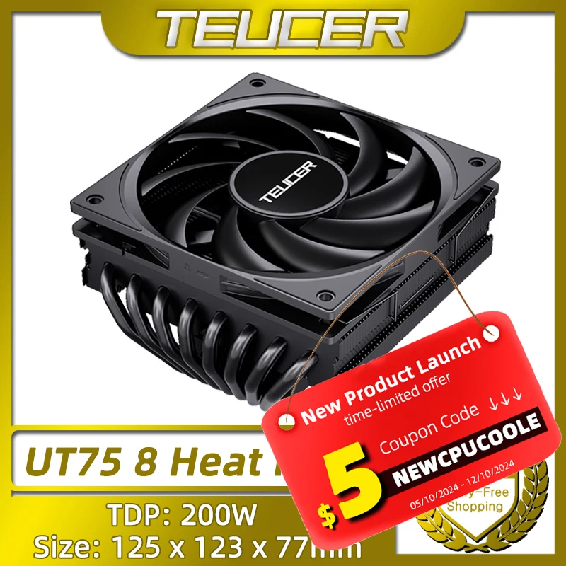 

TEUCER UT75 8 Heat Pipe CPU Cooler TDP 200W Equipped with UT12015 FDB Fan For AM5 AM4 and Intel LGA1700 1200 2011