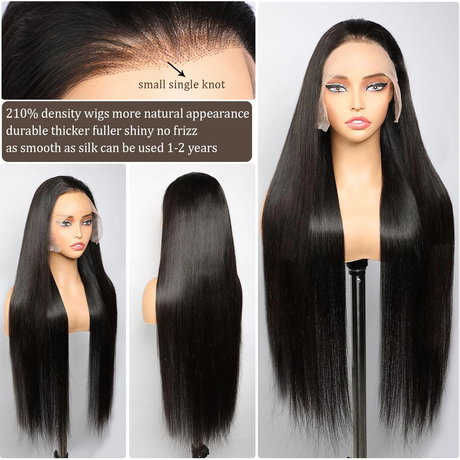 Lemoda 13x6 Lace Frontal Wigs Human Hair 210% Density 30 Inch Transparent Lace Breathable Comfortable Brazilian Virgin 15A Straight HD Transparent Lace Front Wig Human Hair for Women Natural Color