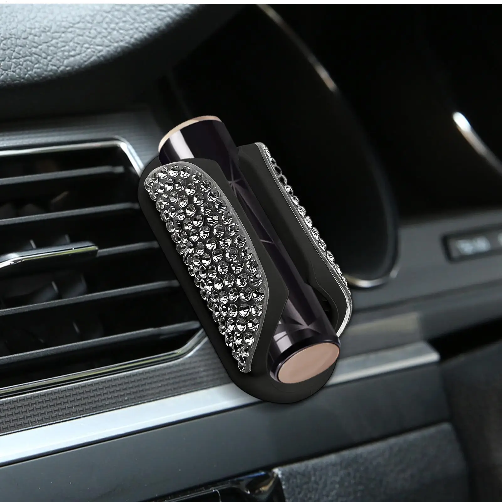 Bling Car Lip Balm Holder Insulating Crystal Rhinestone Auto Chapstick Holder Sparkling Vehicle Interior Decor Accessories