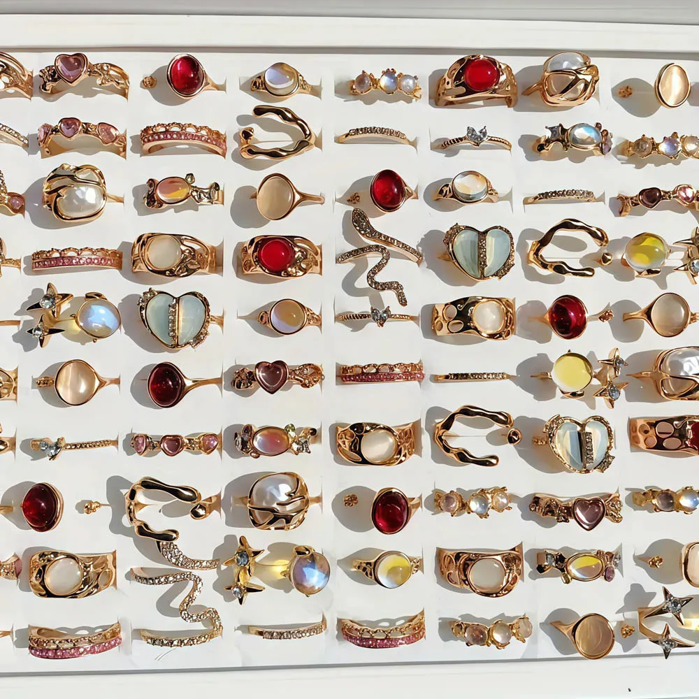 20 قطعة/الوحدة سحر الموضة أنيقة القلب الأفعى لامعة حجر الراين خواتم للنساء مزيج نمط مفتوح قابل للتعديل مجوهرات يومية هدايا الحفلات #3