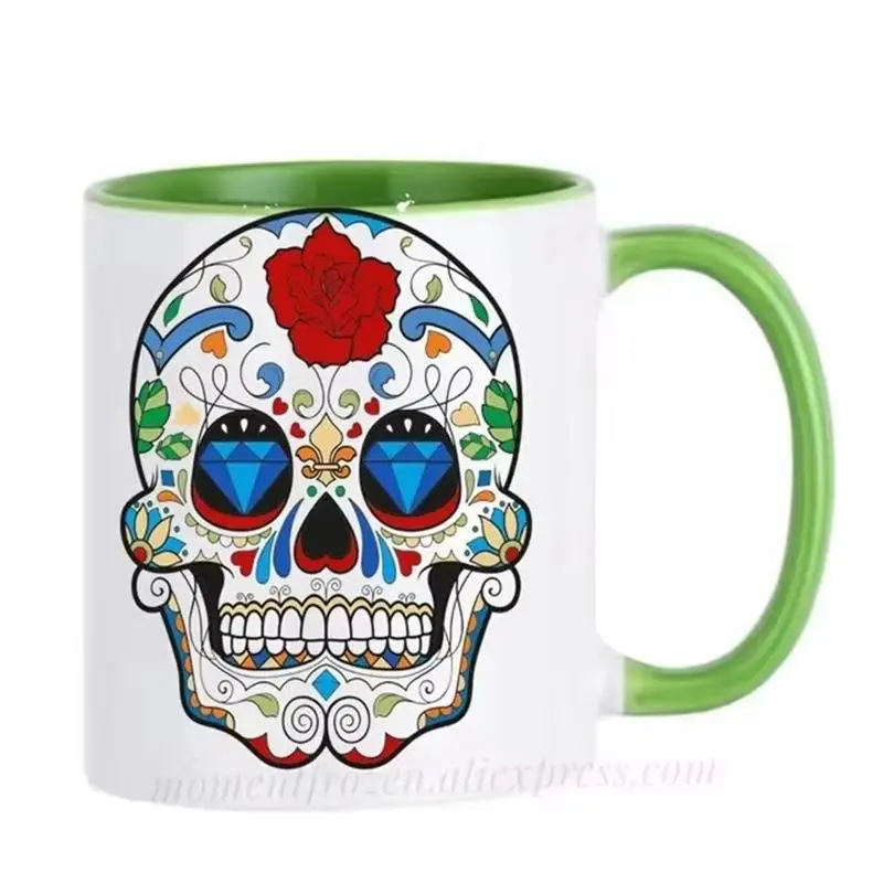 Funny Skull Coffee Mugs, Funny Tea Cups, Cocoa Coffee Mugs, Unique Design, Milk Tableware, Home Office Decal, Friends Gifts