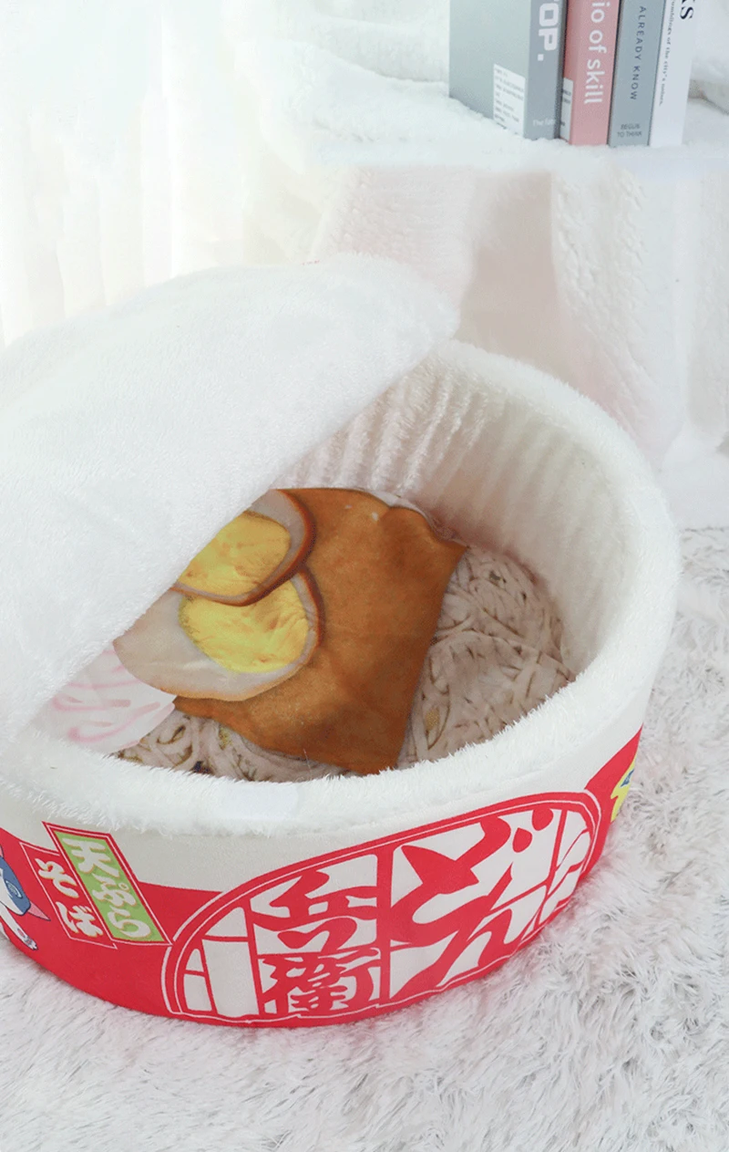 Hundehaus Katzenhaus Super Großes Sofort-Nudelbett Warmes Hundekatzen-Nest Kissen Udon Cup Nudel Haustierbett Gemütliches Nest – Detail 10