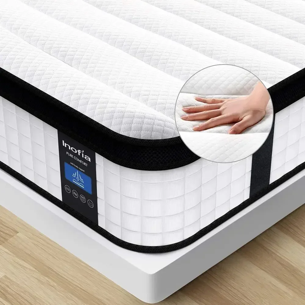 Hybrid Innerspring Mattress in a Box, Medium Firm, Breathable Support, Queen Size