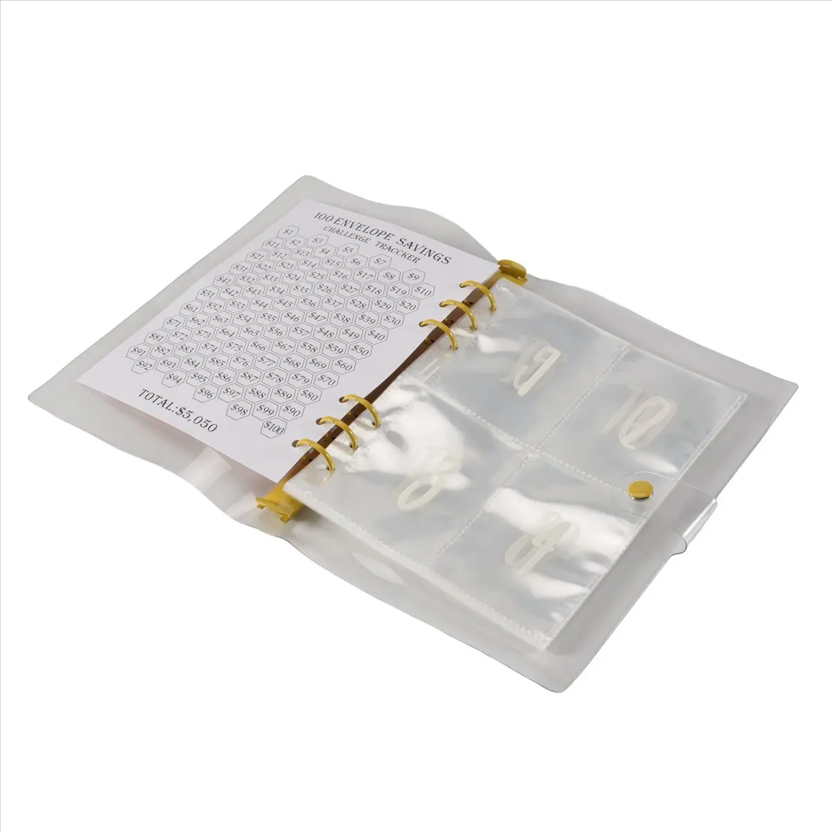 

REST 100 Envelope Challenge Binder Easy and Fun Way to Save 5, 050 - Budget Binder with Cash Envelopes Yellow