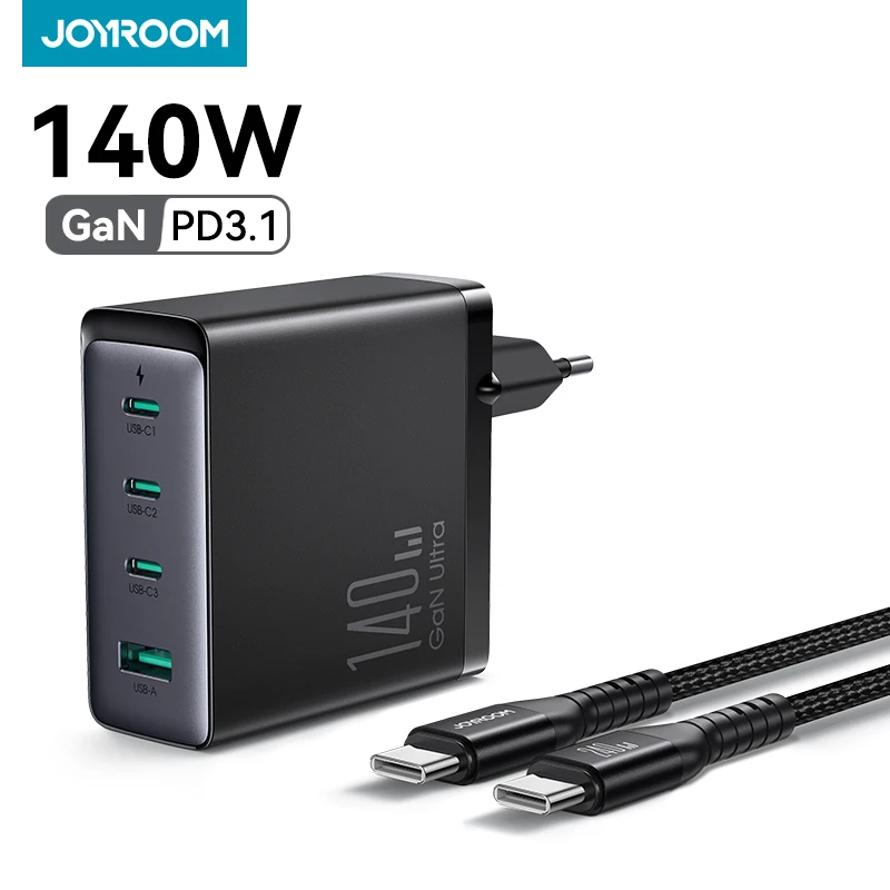 JOYROOM GaN 140W USB C Charger PD3.1 PPS Fast Charging 4-Port Wall Charger Power Adapter for iPhone 15 MacBook Pro with 240W Cab