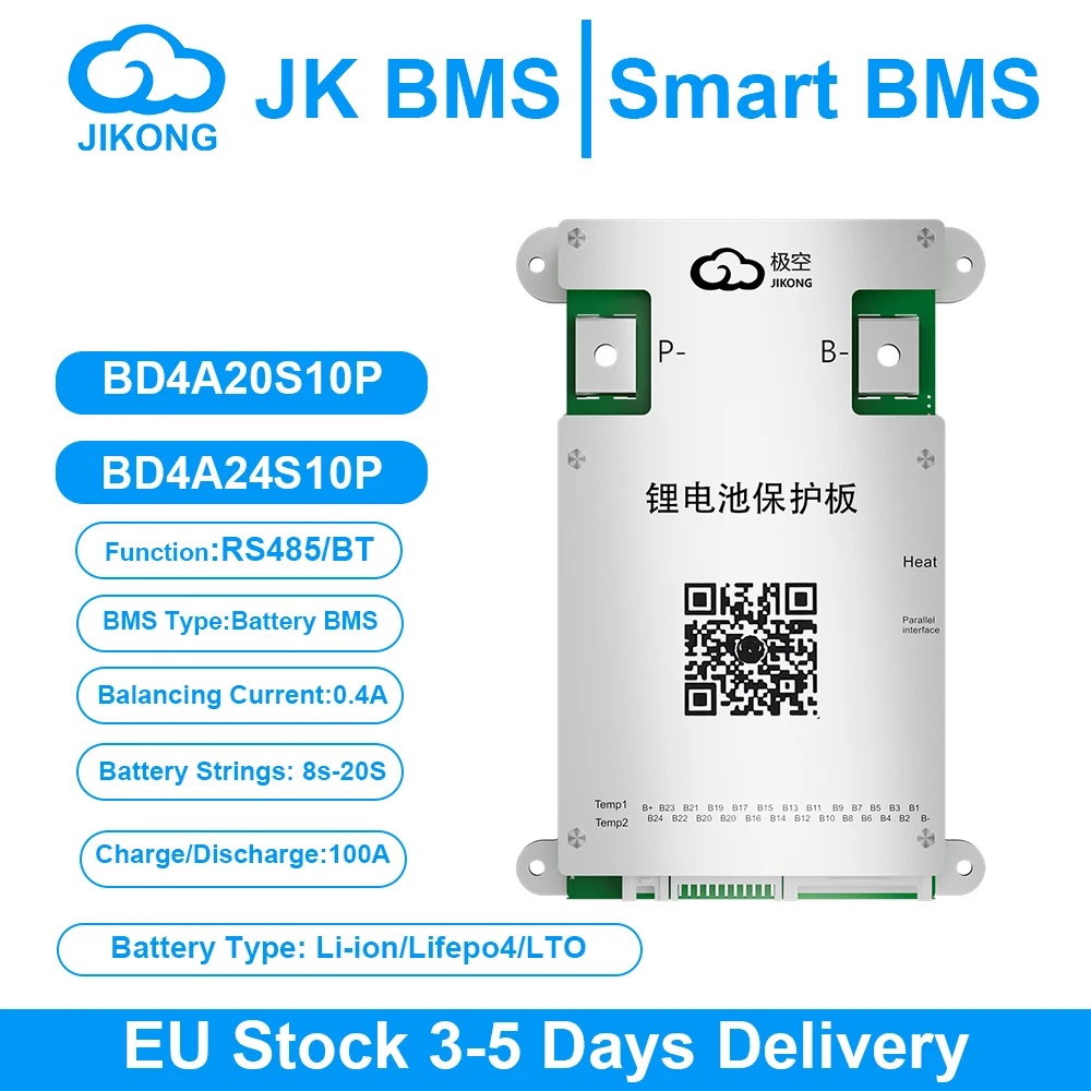 JK BMS 4A JIKONG RS485 BT Smart bms 20s 24s Active Balance 100A Li-ion Bms 4s Lifepo4 12v 24v LTO Bms jikong lifepo4 battery bms