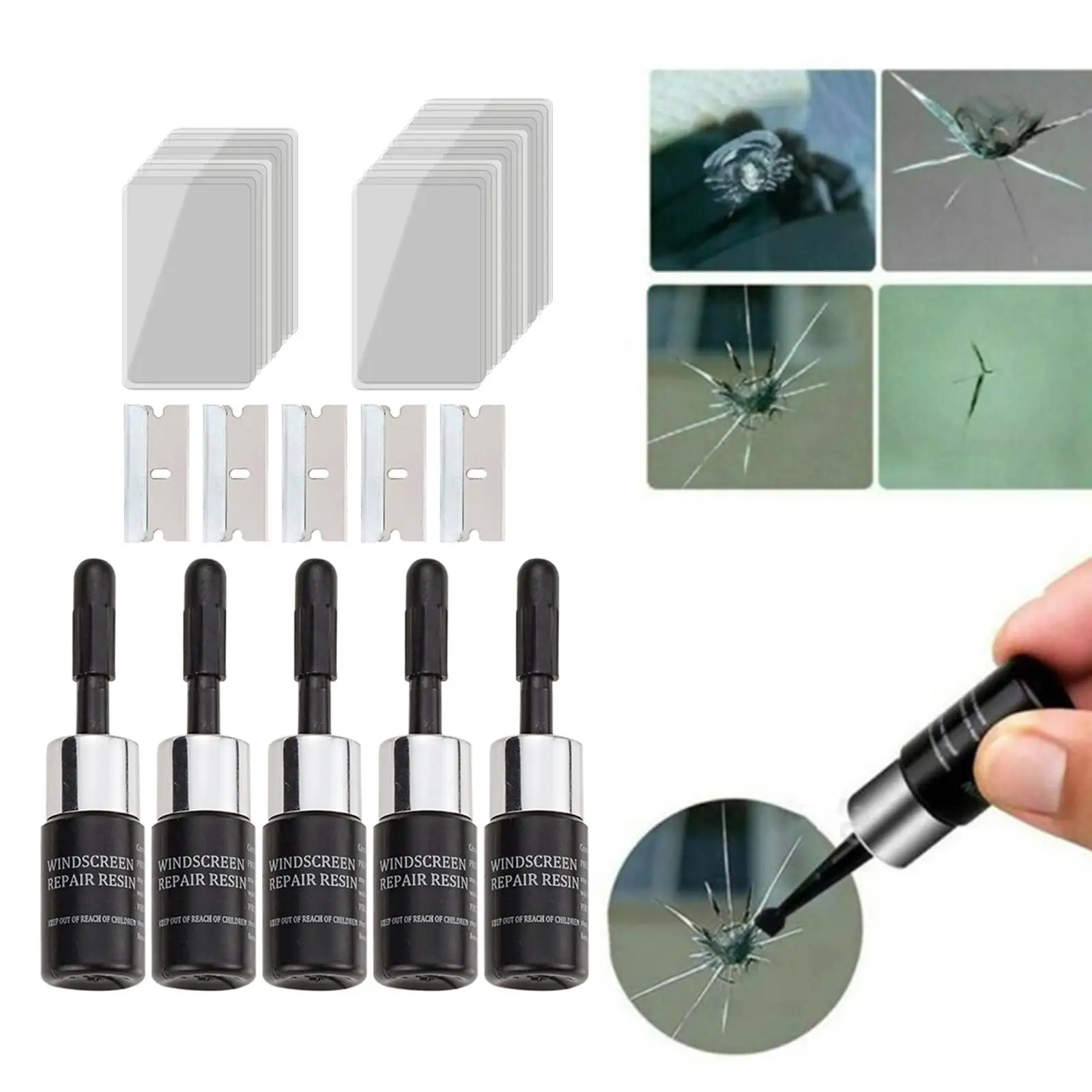 5 Pieces Glass repair Fluid Windshield Resin  Tool glass