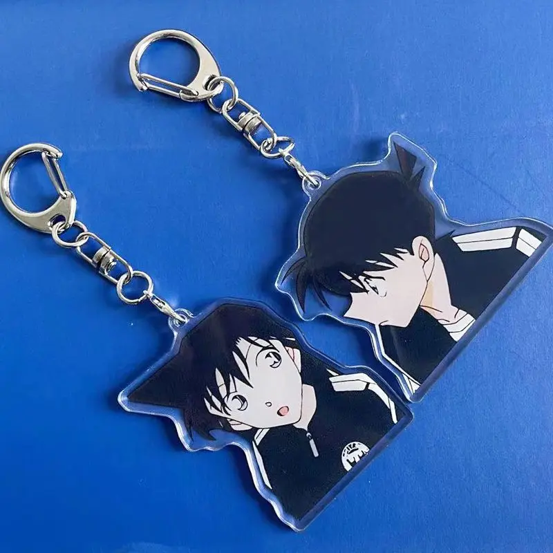 Anime Detective Conan Figures Kudou Shinichi Mouri Ran Cosplay Acrylic KeyChains Character Keyring Decor Bag Pendant Couple Gift