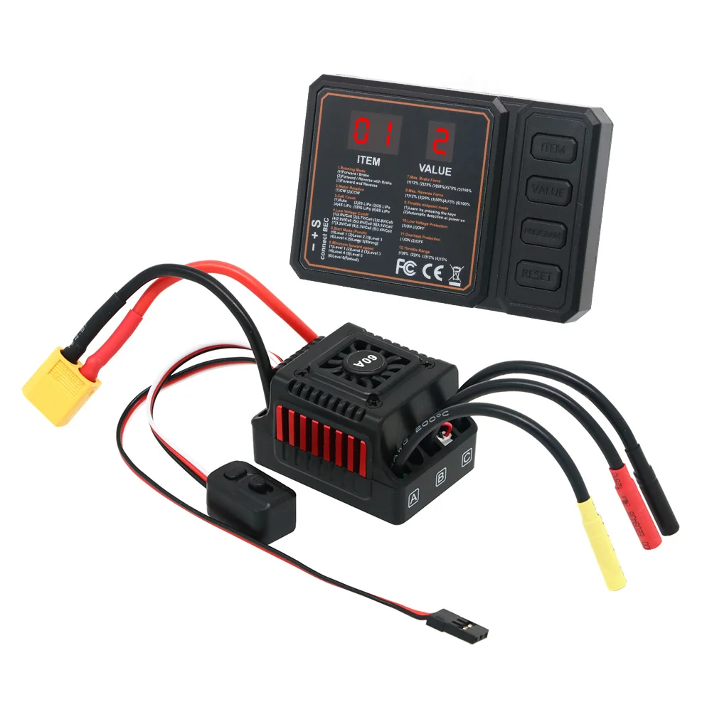 WSDT-45A WSDT-60A Waterproof Sensorless Brushless ESC 45A 60A Brushless Speed Controller with XT60 / T Plug for 1/10 RC Cars