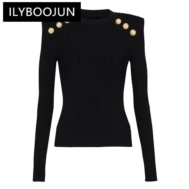 Spot 2024 Spring And Autumn New Quality Classic Versatile Wool Blend Knitted Base Black Crew Neck Women's Sweater