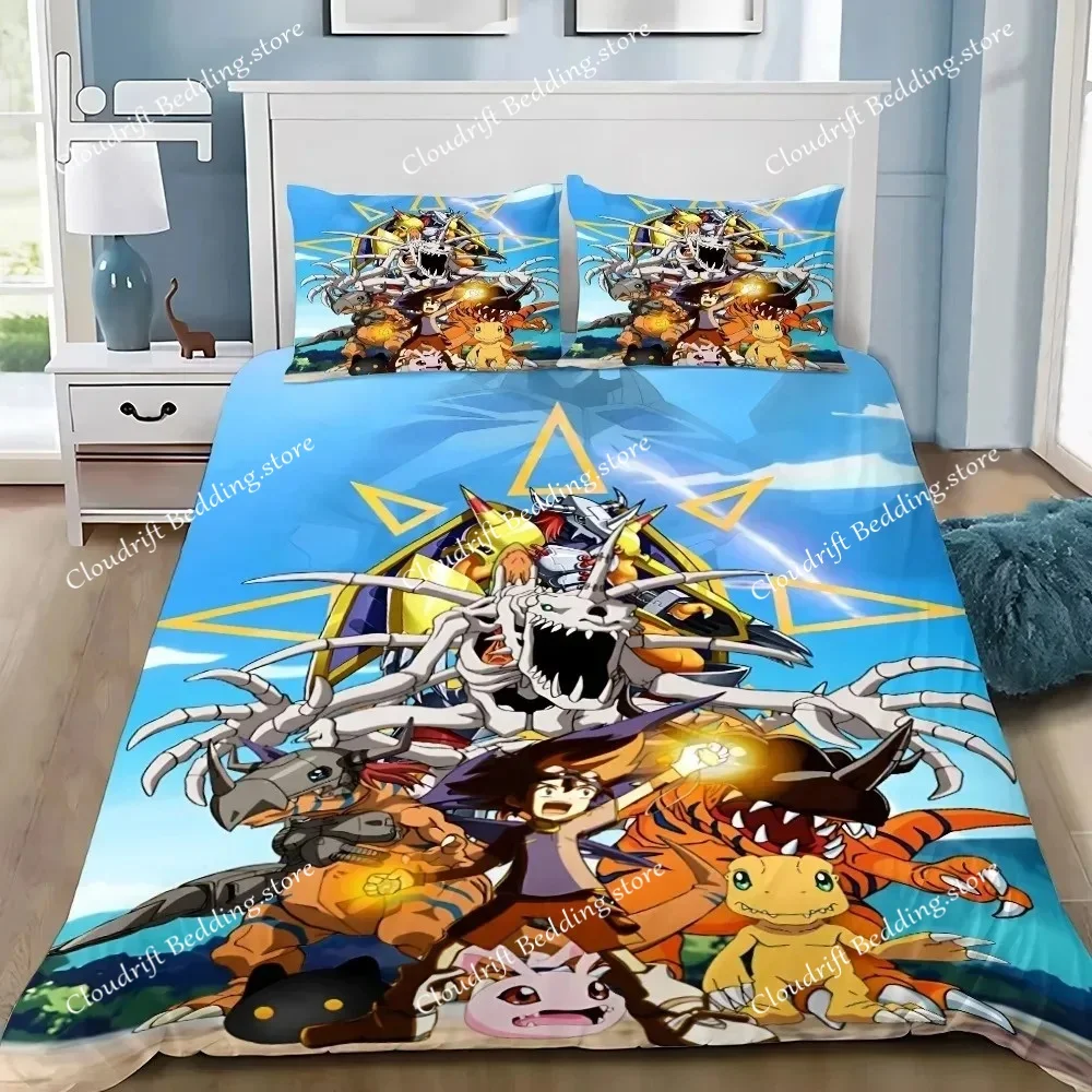 Exquisite 3D Cartoon Digimon Wallpaper Digital monster Digital Printing Bedding Set Comforter Bed Youth Girl Boys Gift