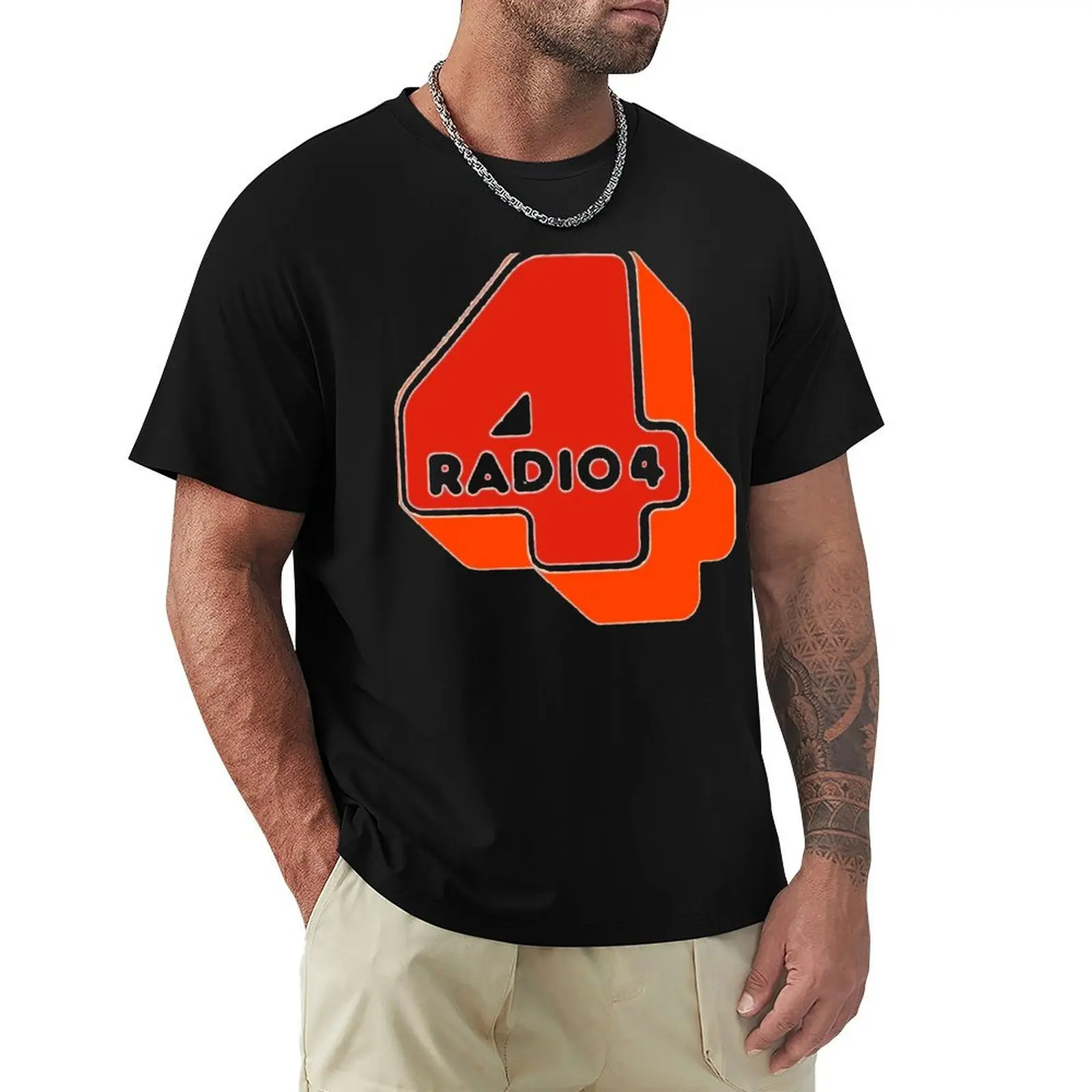Camiseta con logo de Radio 4 70s, camiseta básica de manga corta que combina con todo