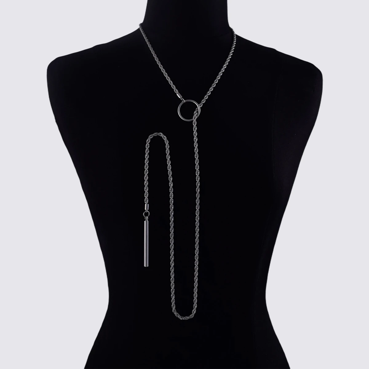 Goth Twist Wrap Slip Chain Choker für Damen, trendige Mode-Halskette mit Bar-Anhänger, Gothic-Schmuck