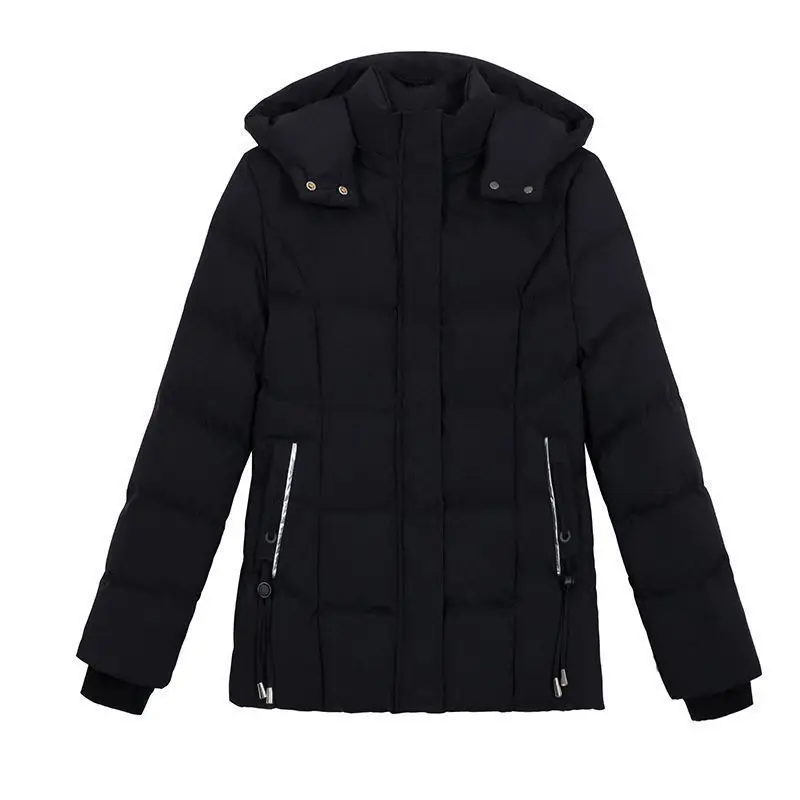 

2024 Winter Cotton Padded Parka Hood Collar Down Jacket Women Thick Warm Parkas with Bow Female Puffer Outerwear T280