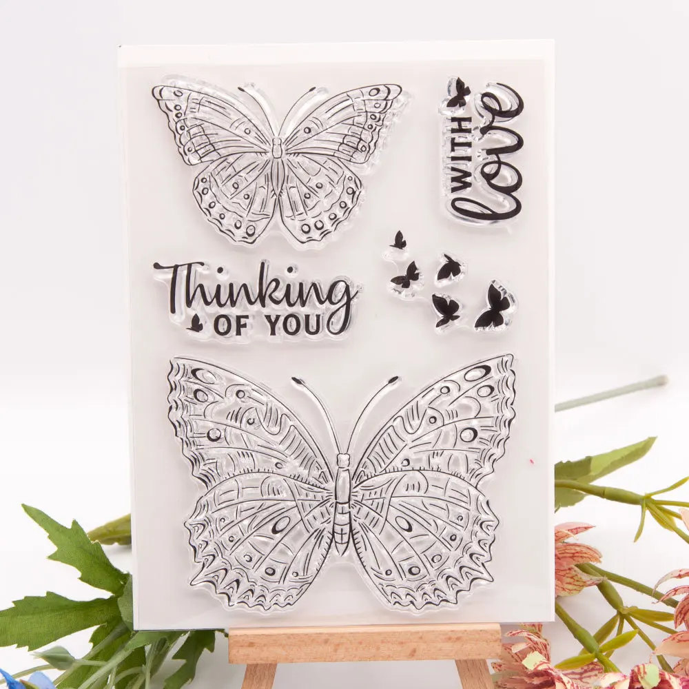 Sello de silicona transparente de mariposas para sellar álbum de fotos de álbum de recortes DIY, hojas de sello transparentes decorativas