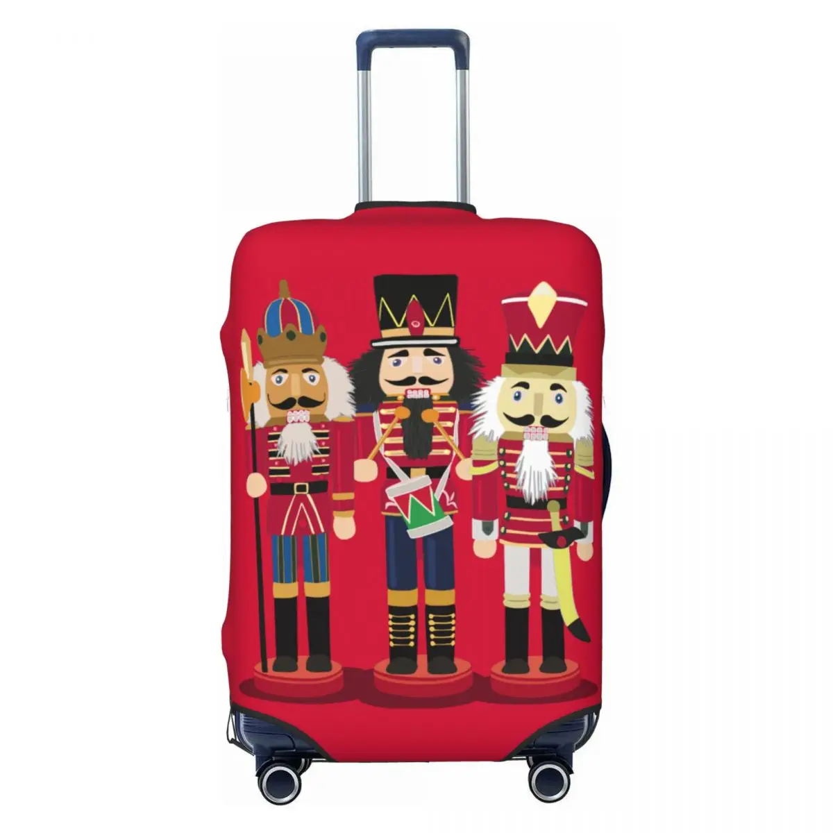 Custom Nutcracker Soldier Toy Christmas Gift Travel Luggage Cover Washable Suitcase Cover Protector Fit 18-32 Inch