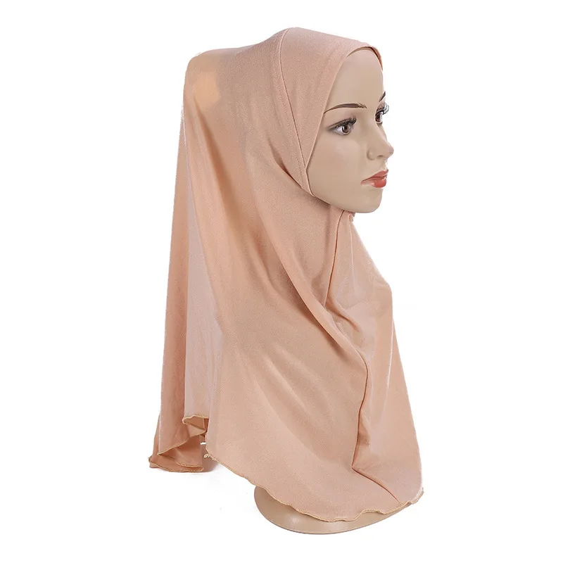 Women Instant Islamic Shawls Headband Muslim Hijab Headscarf Solid Color Heavy Chiffon Hijab Scarf