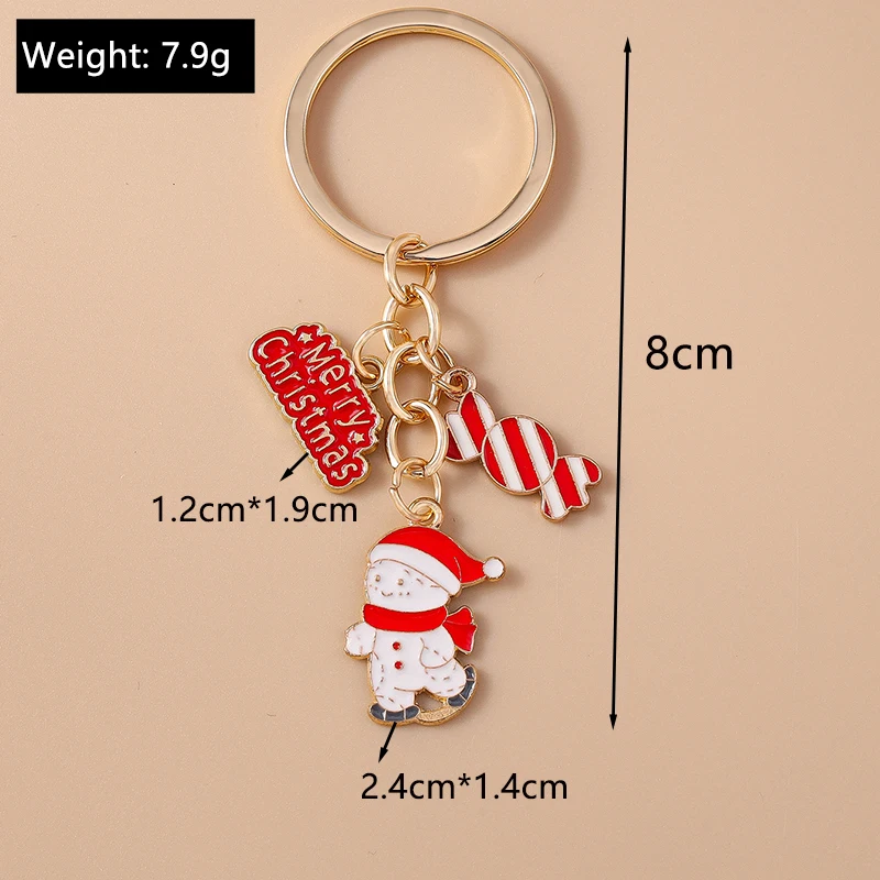 Modischer Weihnachtsbaum-Schneemann-Schlüsselanhänger für Autoschlüssel Festliche Geschenke für Frauen Männer Handtaschenanhänger Schlüsselringe DIY-Accessoires – Detail 5
