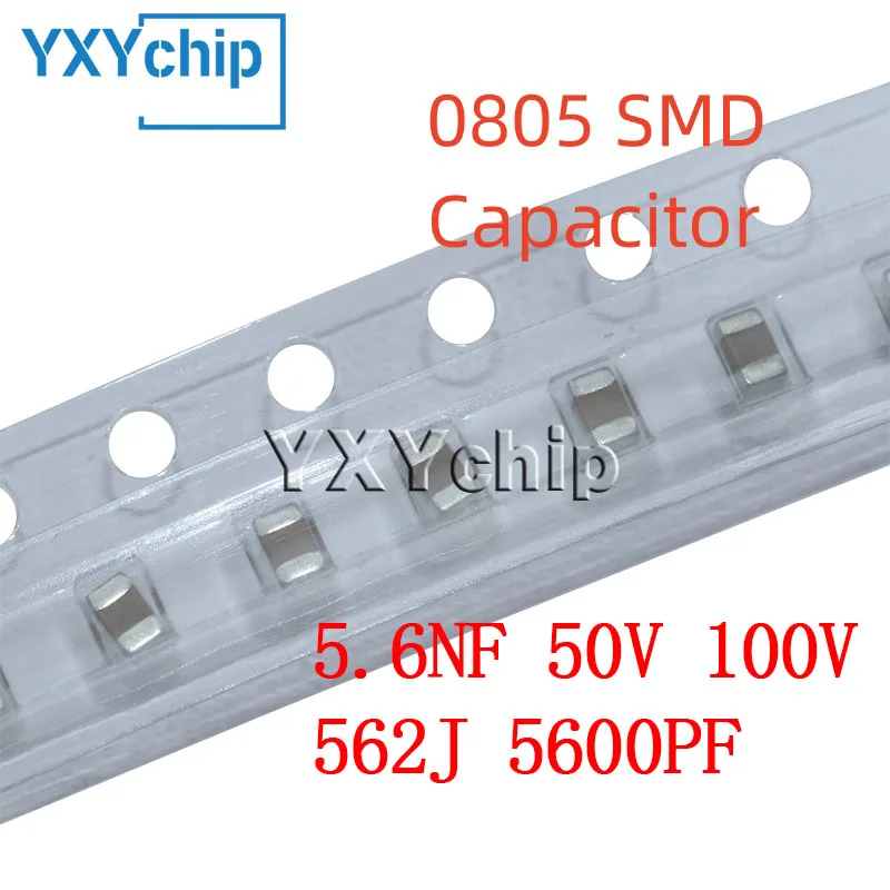 50PCS 0805 5.6NF 50V 100V 562J 5600PF 5% NPO C0G SMD Chip Multilayer Ceramic Capacitor 2012